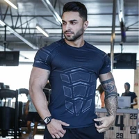 mens compression skinny t shirt gyms fitness tight t shirt summer short sleeve quick dry tee tops male workout crossfit clothing