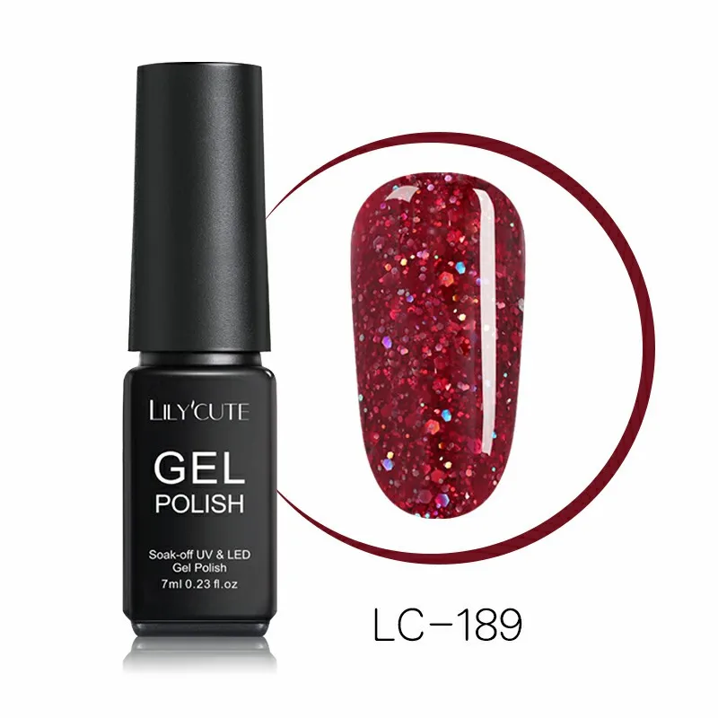 LC-189 LILYCUTE, 7 мл, блестящий УФ-Гель-лак, розовый, цветной, блестящий, долговечный, из натуральной смолы, замачивается, Гель-лак для ногтей, дизайн - Цвет: LC-189