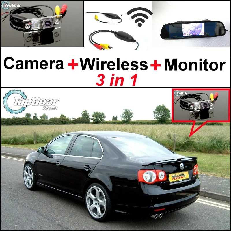 

3 in1 Special Camera + Wireless Receiver + Mirror Monitor Easy Parking System For Volkswagen VW Bora Jetta GLi Sagitar Vento A5