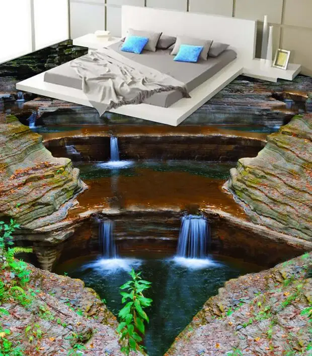 Бесплатная доставка 3D Наклейка на стену с изображением лесных пород водопада