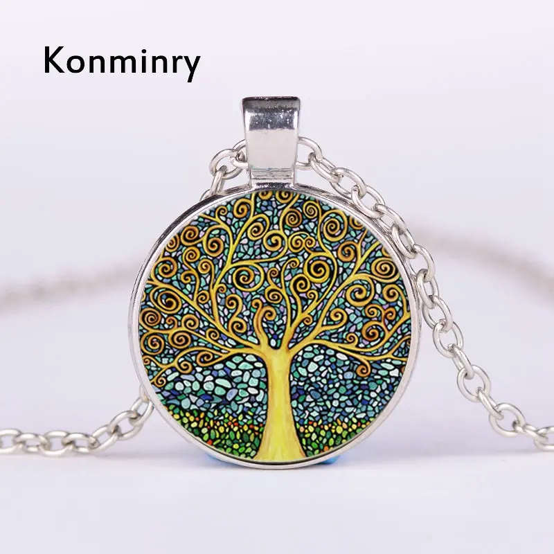 Konminry 2018 горячий узор Древа Жизни искусство стеклянный купол кулон ожерелье для