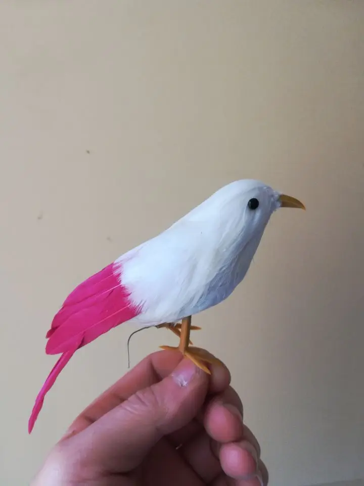 

simulation bird foam&white-pink feathers lifelike bird 13cm,pastoral craft prop,home garden decoration gift p0399