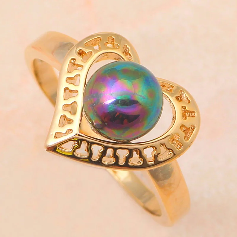 Летом стиль Золото Тон Многоцветный Pearl Ювелирные Наборы Серьги Кольца Ожерелья