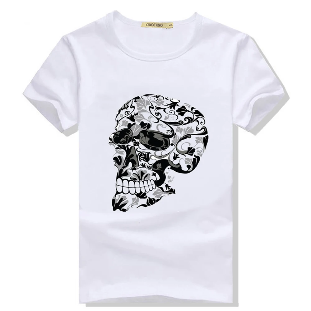 Футболка мужская с принтом черепа крутая Облегающая рубашка коротким рукавом 22