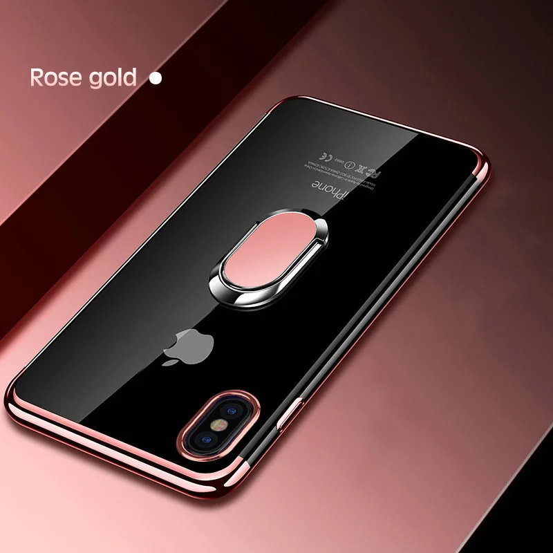 Pink Кронштейн обшивки чехол s для iPhone 7 8 6 6s Plus Магнитный Автомобильный держатель Подставка прозрачный силиконовый чехол для iPhone 11 Pro XS MAX XR X Чехол - Цвет: Pink
