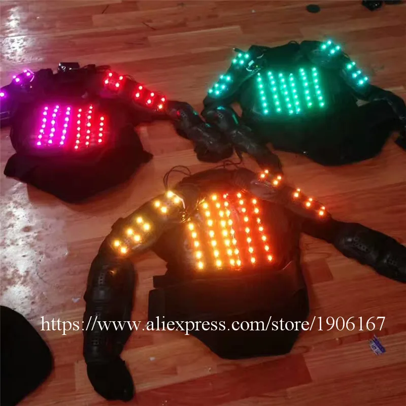 Яркий бальный костюм RGB со светодиодной подсветкой светящийся робота Одежда для