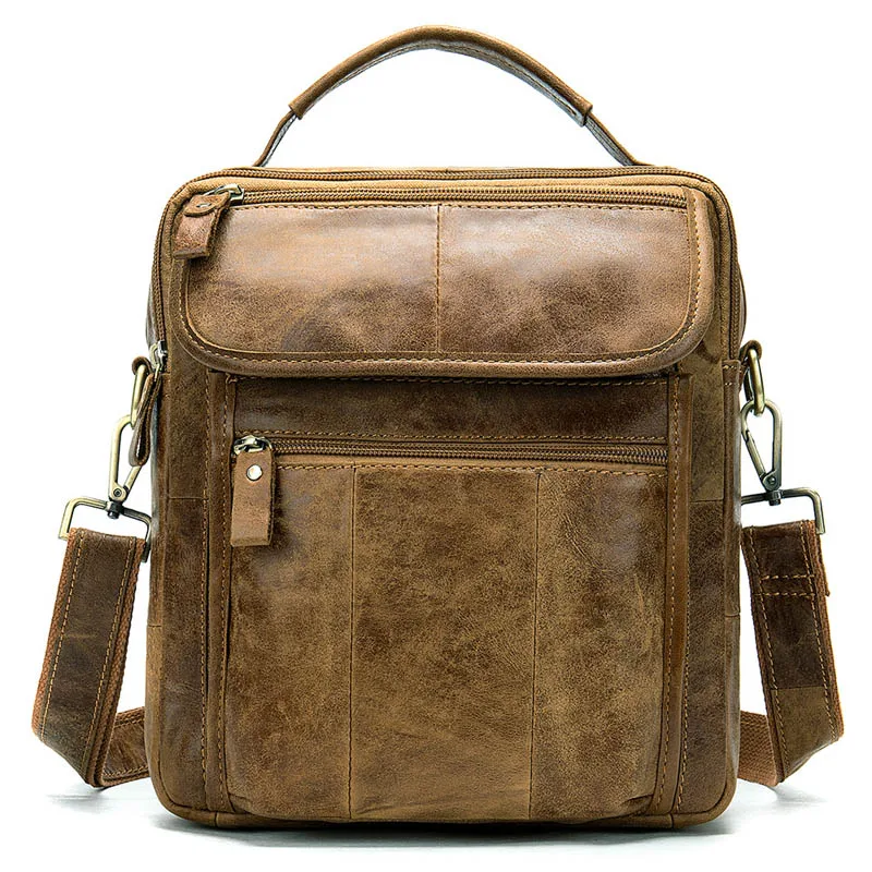 Frosted Brown Westal Crazy Horse сумка на плечо для женщин и мужчин сумка из натуральной кожи офисный деловой портфель для работы маленькая сумка мужская женская - Цвет: Frosted Brown