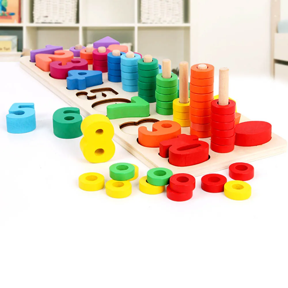 Детские деревянные цифровые геометрические формы с цифрами Развивающие Игрушки