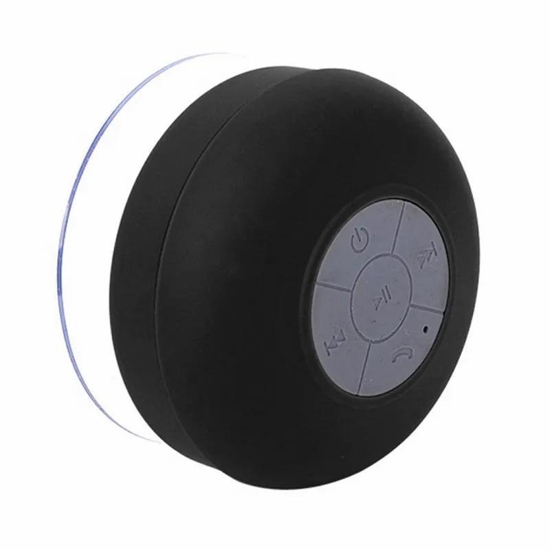 Силиконовый Водонепроницаемый Динамик Hands-free Микрофон всасывания Bluetooth MP3 плеер Автомобильный Динамик s ванная комната Душ динамик - Цвет: Black