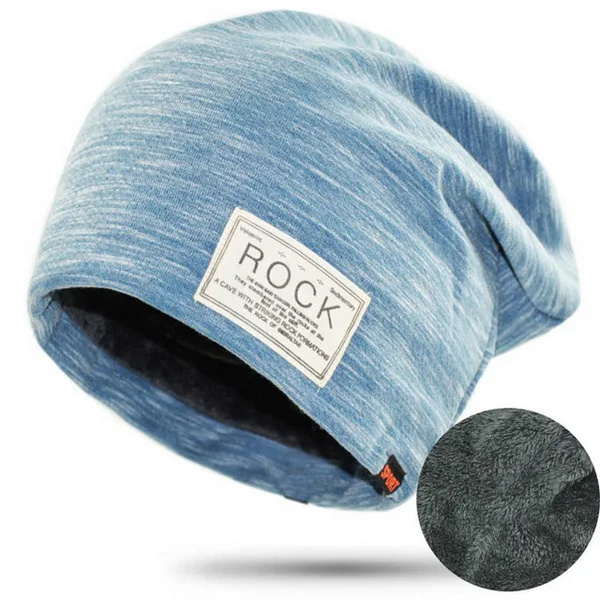 Sky blue NUZADA однотонные Зимние головные уборы для мужчин и женщин Skullies Beanie Hedging cap вязаная шапка s хлопок двухслойная ткань капот теплая шапка - Color: Sky blue
