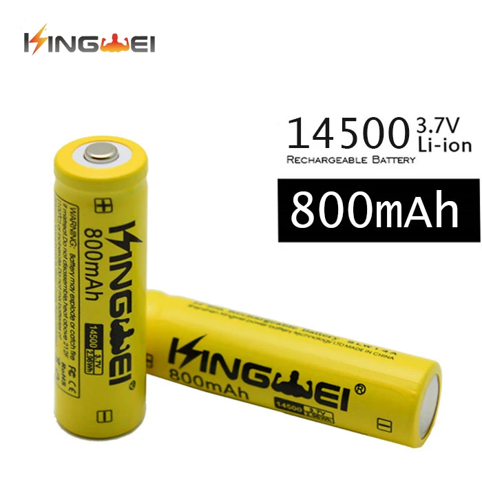 

10 Pcs KingWei 14500 3.7v 800mAh Rechargeable Li-ion Lithium ion Battery For LED Flashlight