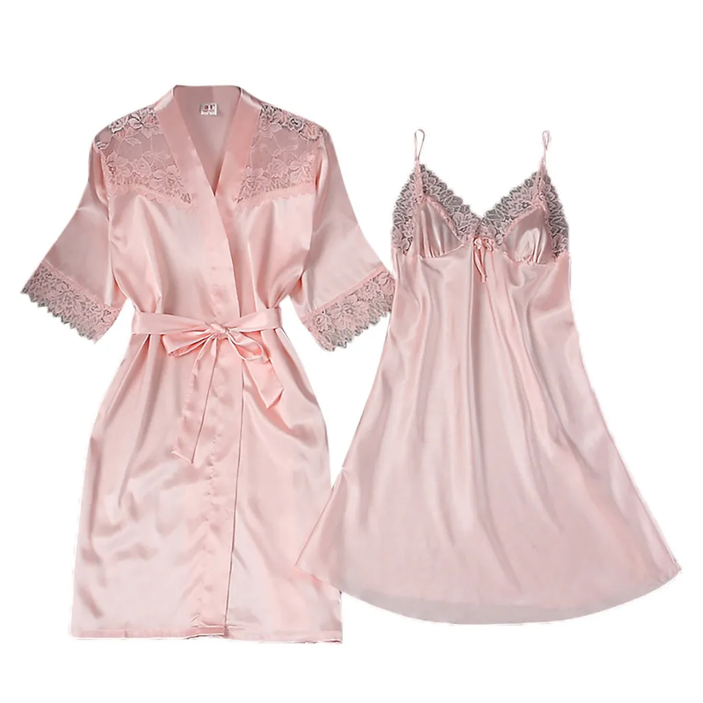Женская пижама с v-образным вырезом кружевной халат и ночная рубашка сексуальный