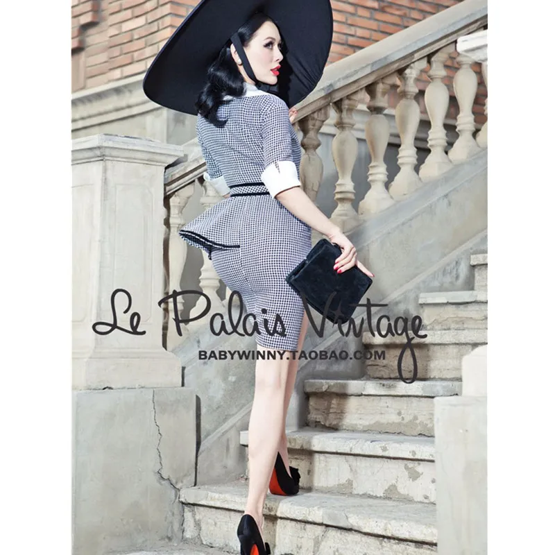 Женское винтажное платье карандаш с воланами и баской Размер 40 50 s|plus size dress|shirt