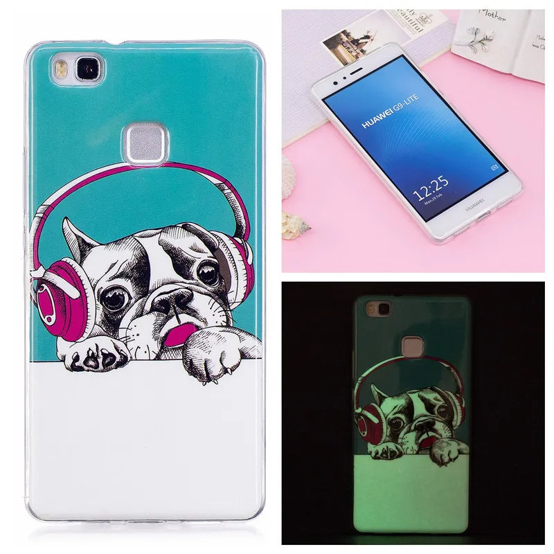 Светящийся чехол P9 Lite для coque Huawei силиконовый P 9 фосфоресцирующий Блестящий 5