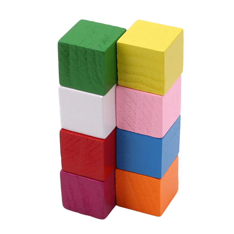 1 мешок смешанные цвета деревянные кубики Квадратные блоки ремесло украшение