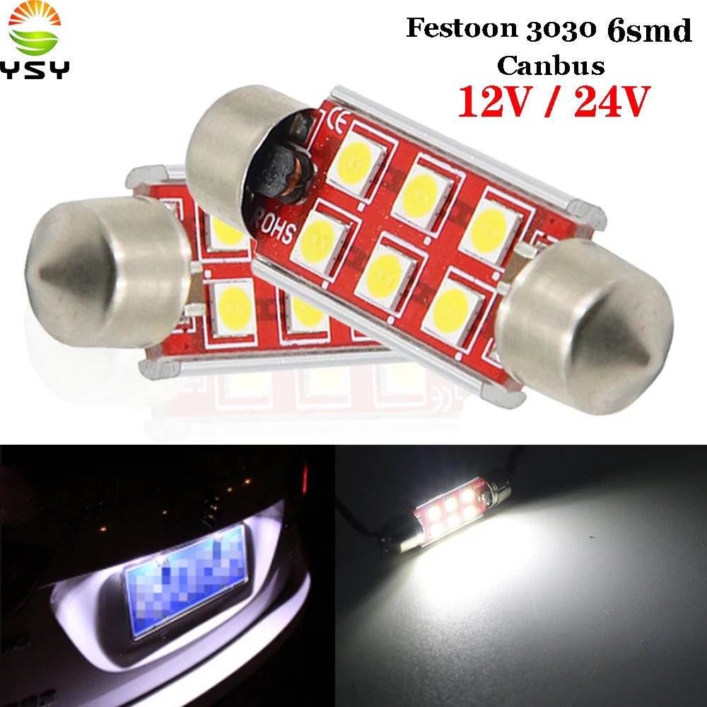 YSY 50X гирлянда 31/36/39/41 мм светодиодный лампы C5W C10W супер яркий 3030 6SMD Canbus Error Free авто Интерьер Doom стайлинга автомобилей светодиодные лампы