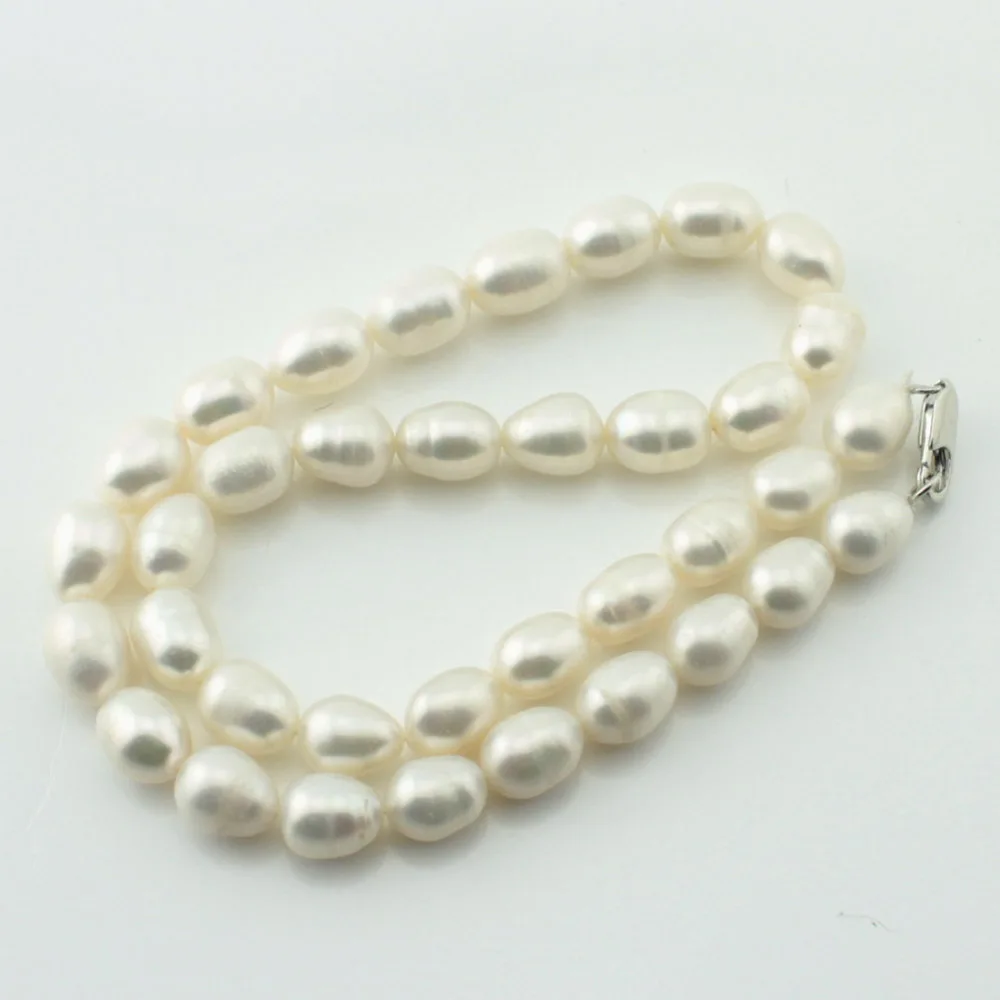 

TEVIDA Q48 Real Natural White Big Freshwater Pearl Necklace Oval Shape Pearl Jewelry Gifts for Women Free Shipping