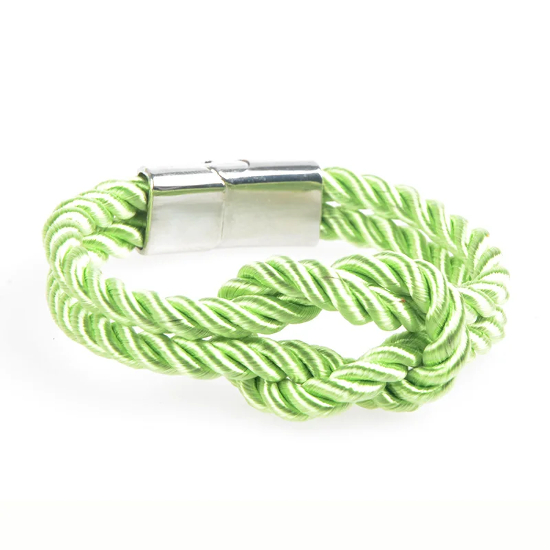 light green Chanfar Модная красочная плетеная веревка цепь Магнитная застежка узел браслеты и браслеты для женщин мужчин ювелирные изделия выбор цвета - Окраска металла: light green