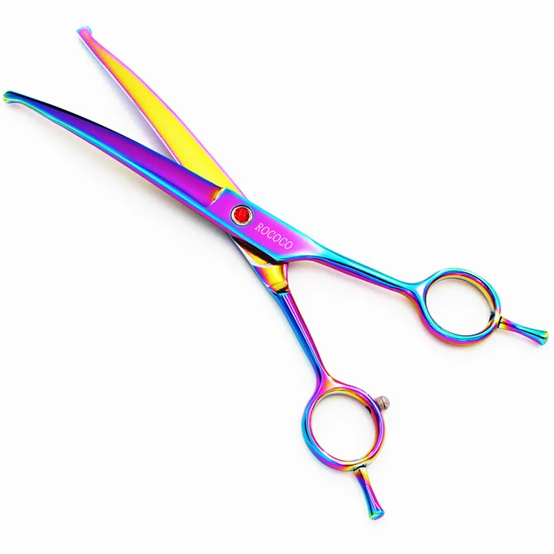 7 дюймовые прямые ножницы + филировочные Изогнутые Ножницы с круглым