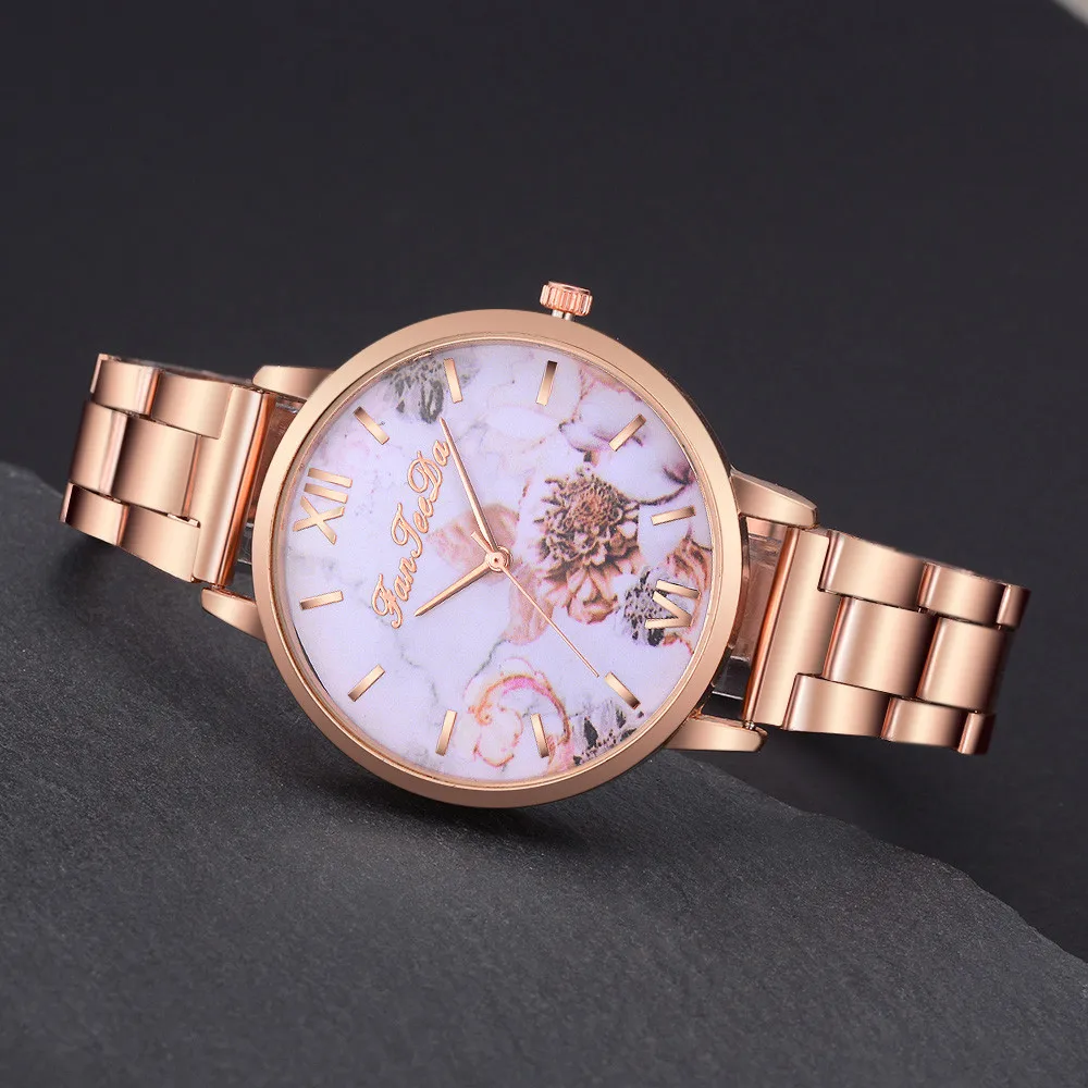 Женские часы из нержавеющей стали Fanteeda Модные Простые повседневные кварцевые с