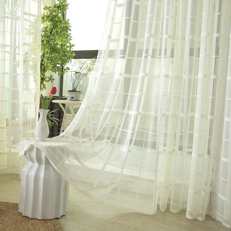 Color 1 Tulle Tiyana, готовая кухонная отвесная занавеска s для гостиной, декоративная клетчатая кружевная Тюлевая ткань, Современная оконная занавеска, M079#4 - Цвет: Color 1 Tulle