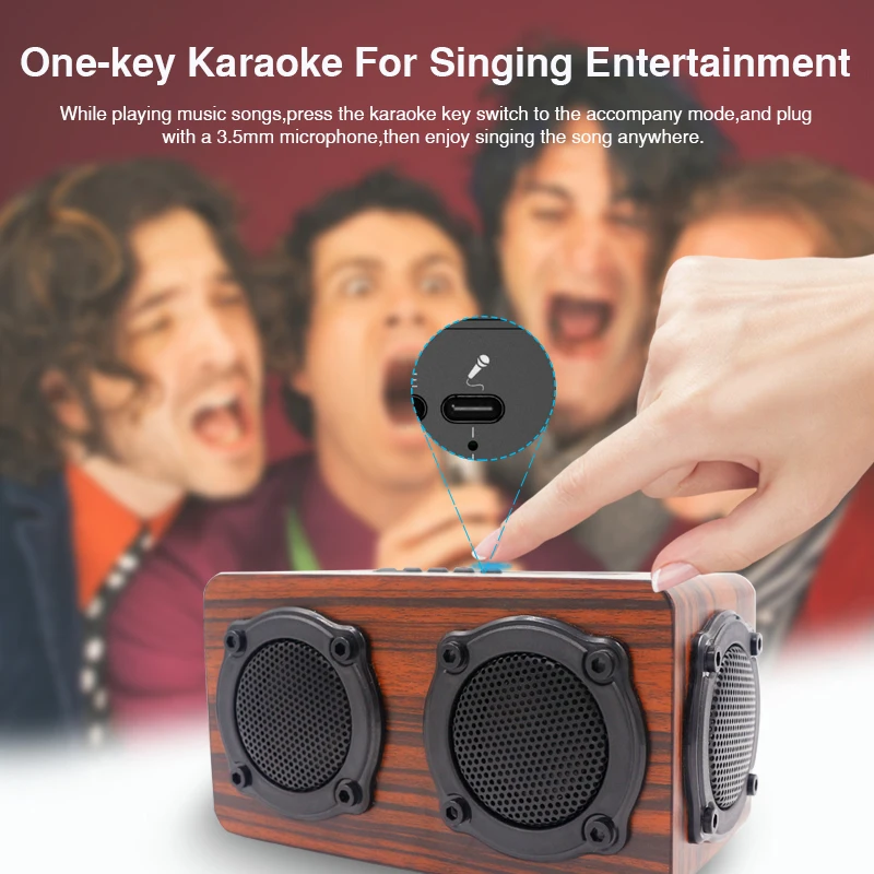 Bluetooth Колонка деревянная с функцией объемного звучания FM радио|Портативные