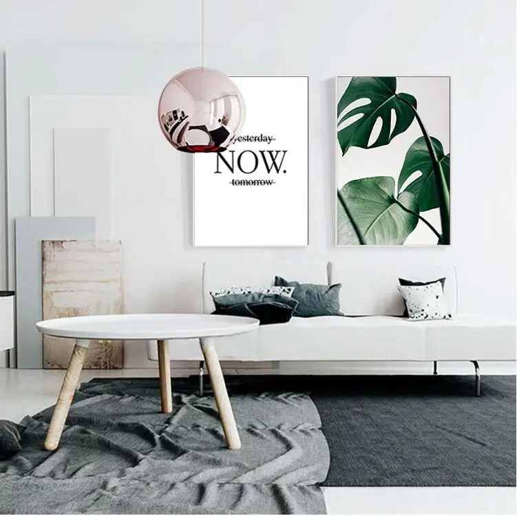 Слоган зеленые листья стены Художественный набор холст искусство пальмовое