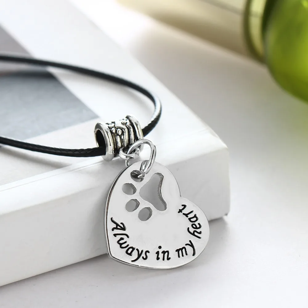 Цепочка с подвеской всегда в моем сердце кожаное ожерелье кулоном ювелирное