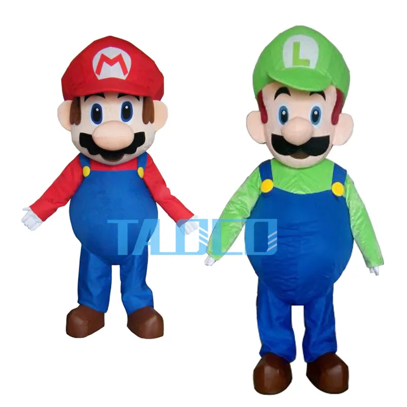 Новый Супер Марио и Луиджи костюм талисмана Хэллоуин Вечерние платья Бесплатная