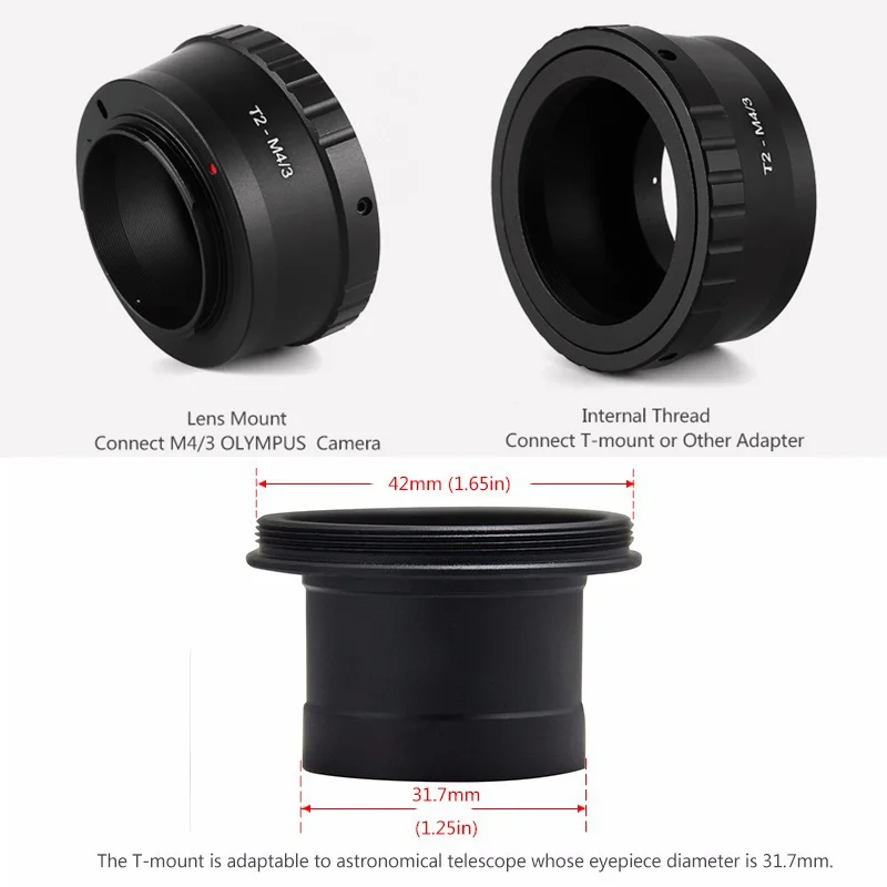 T2 для Olympus Panasonic M4/3t Адаптер крепления объектива камеры + 1 25 дюйма 31 7 мм порты
