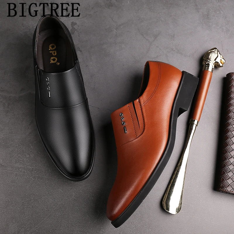 Строгие кожаные туфли для мужчин лоферы коричневые модельные в деловом стиле