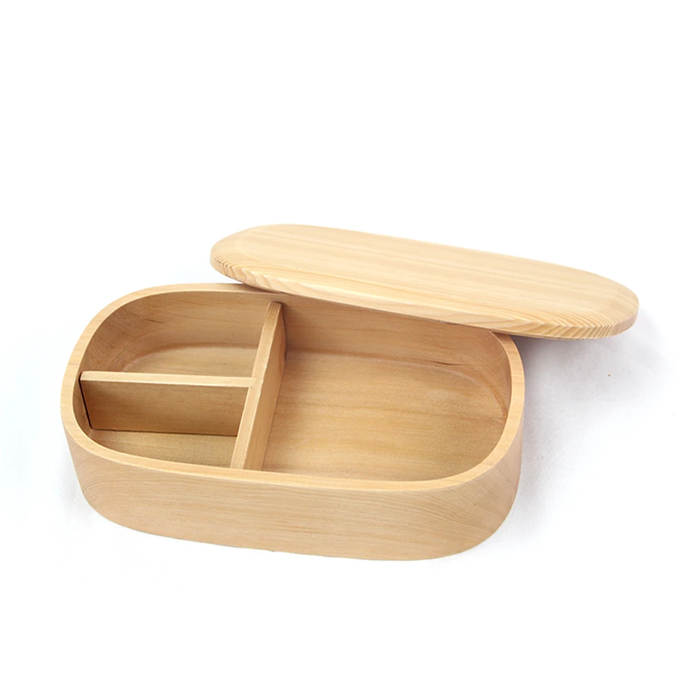 Ланч-бокс из натурального дерева Bento, трехслойный контейнер для еды, портативный Ланчбокс, кухонный прямоугольник, однослойные/двойные миски