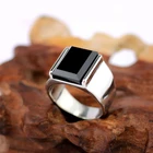 Винтажное обручальное кольцо из нержавеющей стали с черным ониксом