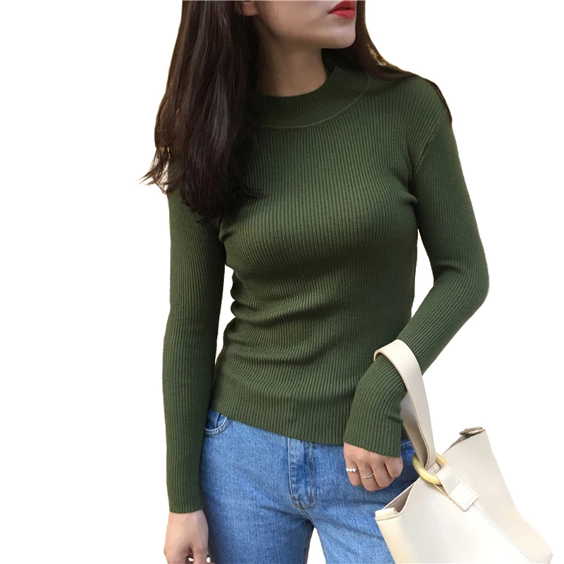 Autumn Winter Women Pullovers Sweater Knitted Elasticity Casual Jumper Fashion Slim Turtleneck Warm Female Sweaters | Женская одежда