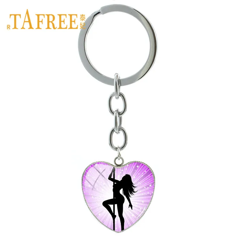 TAFREE изысканный женский брелок для танцев на шесте Танцующая фигура силуэт художественный брелок для ключей стеклянные драгоценные камни ювелирные изделия PD11
