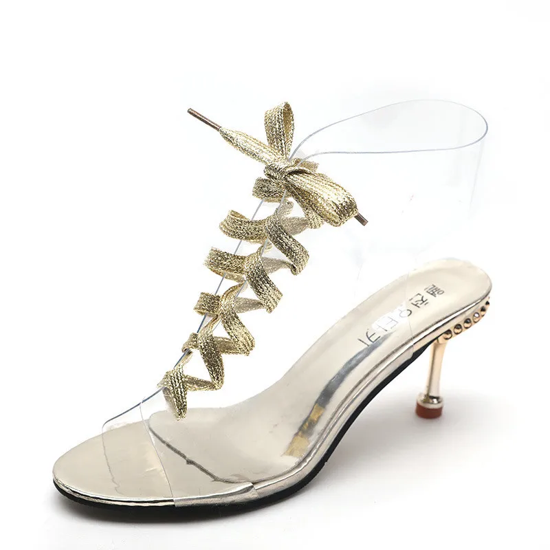 Женские босоножки в классическом стиле прозрачные Босоножки с открытым носком и