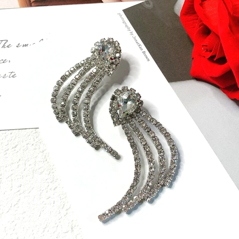 Модные сияющие хрустальные стразы серьги шпильки геометрические Висячие для