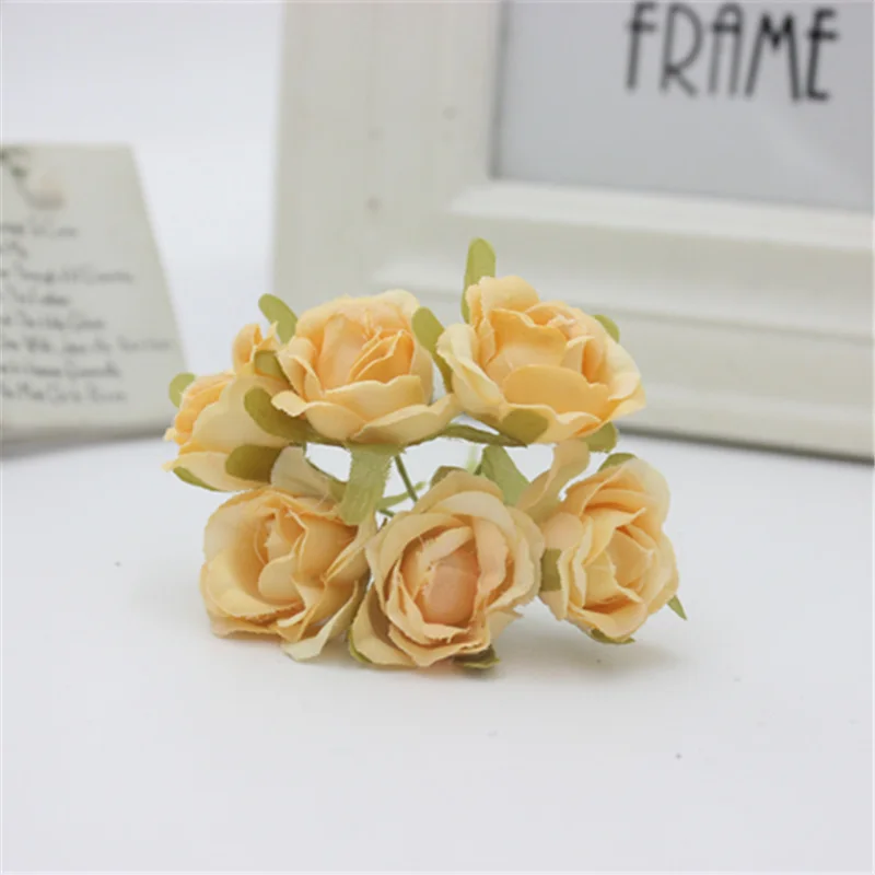 6 шт./лот шелковые градиентные мини розы искусственные цветы для свадебного