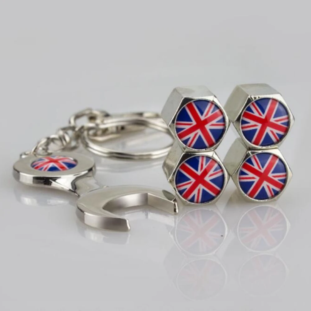 4 предмета в комплекте с флагом Англии колеса струны клапана Шапки & ключ дюймовый