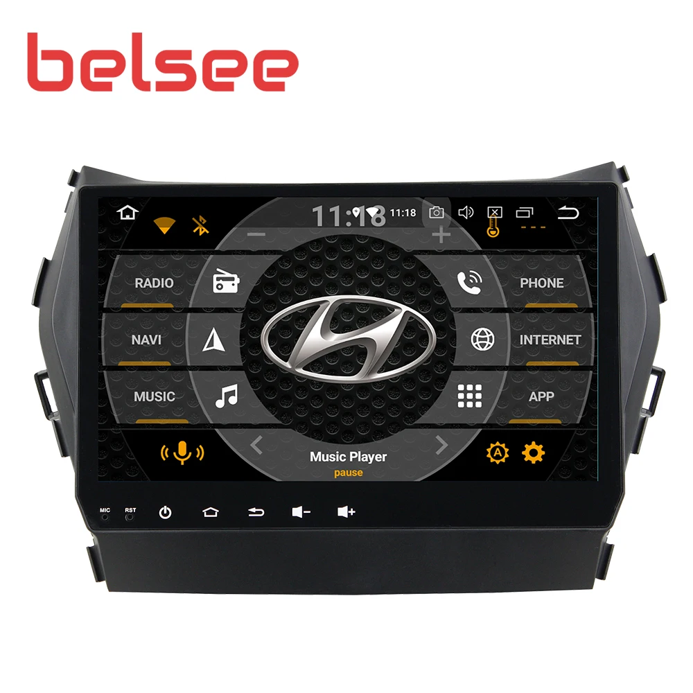 Belsee 10,1 дюймов Автомобильный радиоприемник Android 9,0 для hyundai Santa Fe IX45 2013- gps Навигация стерео головное устройство Авторадио плеер