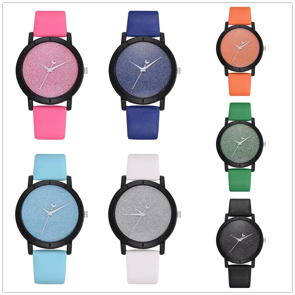 Женский браслет с кожаным ремешком часы голубым звездным небом женские