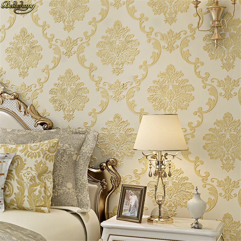 

beibehang papel de parede 3D stereo engraved wallpaper retro European AB bedroom bedroom living room TV background wall paper