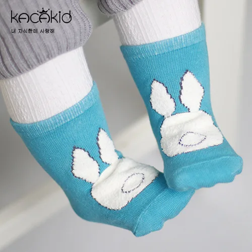 KACAKID/осенние детские носки унисекс для малышей, детские носки с кроликом для мальчиков и девочек, Нескользящие Детские носки для маленьких мальчиков и девочек, Ka1184