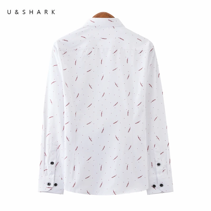U & SHARK Мужская рубашка с принтом длинными рукавами облегающие мужские деловые