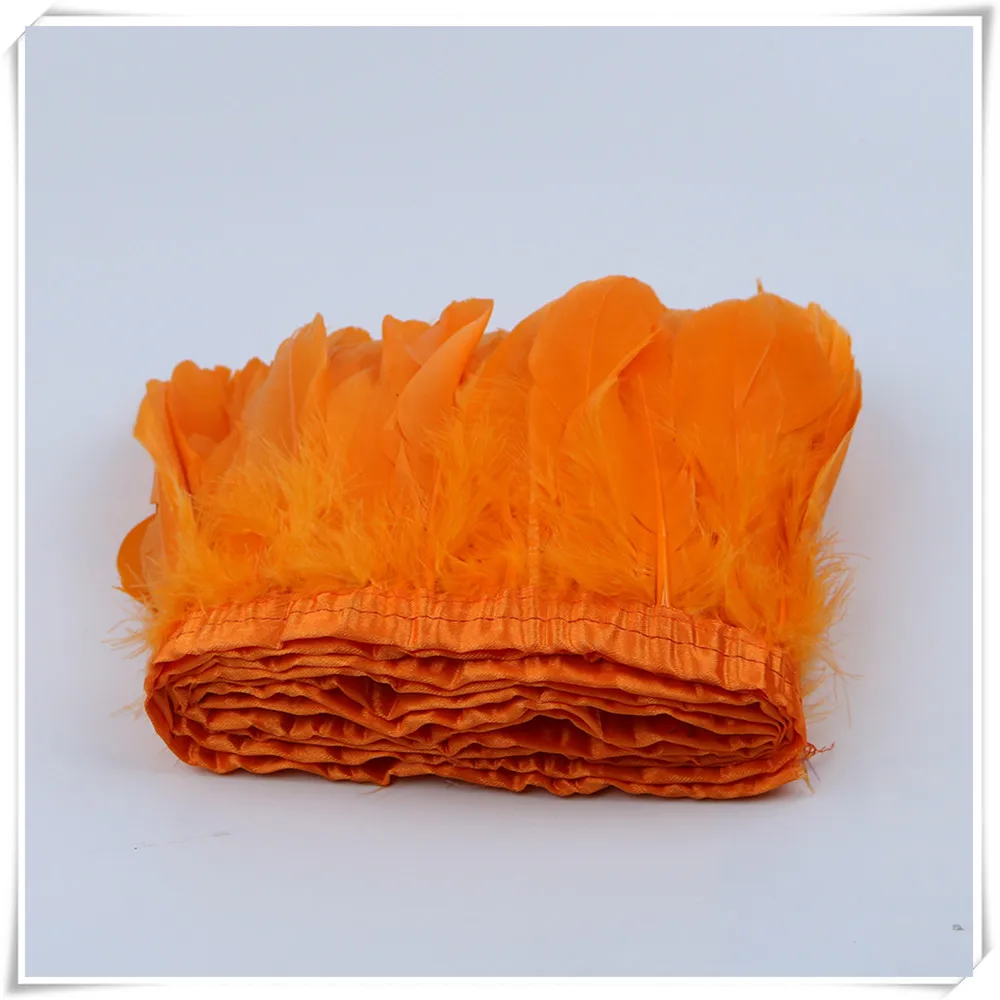 2 ярдов Оранжевый гусиный пух отделка Природа 10-15 см бахрома полосы Планки платье