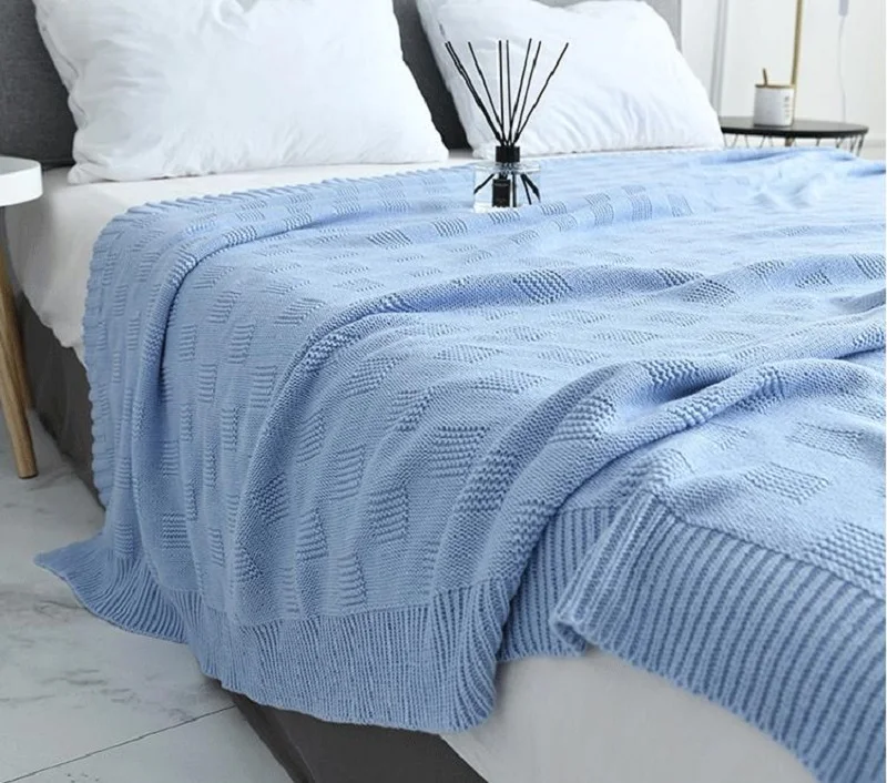 Новое мягкое клетчатое Хлопковое трикотажное одеяло декоративное покрывало для