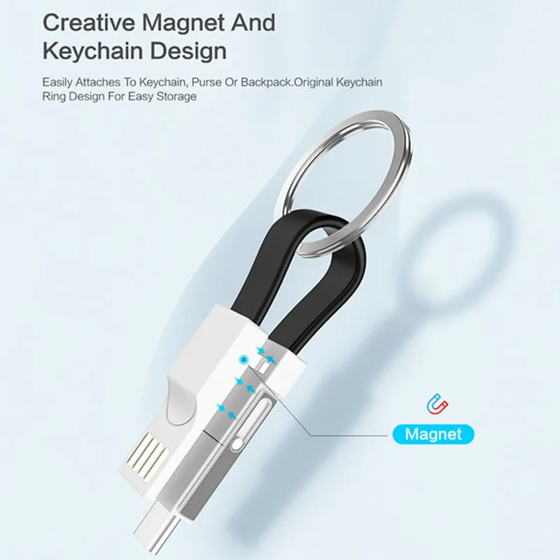 Магнитный кабель для iPhone Ligtning кабель Micro usb type C 3 в 1 брелок для быстрой зарядки USB-C type-C Магнитный кабель для зарядки телефона