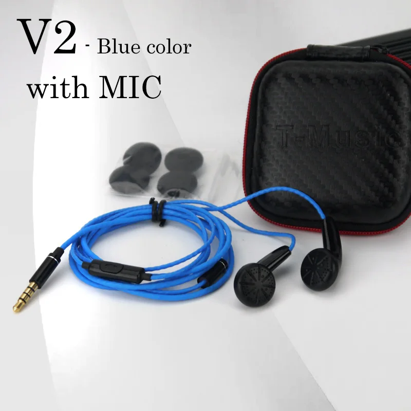 Настоятельно рекомендуем! Новая версия 2/Hifi T-Music DIY наушники/3,5 мм наушники-вкладыши с микрофоном - Цвет: With microphone