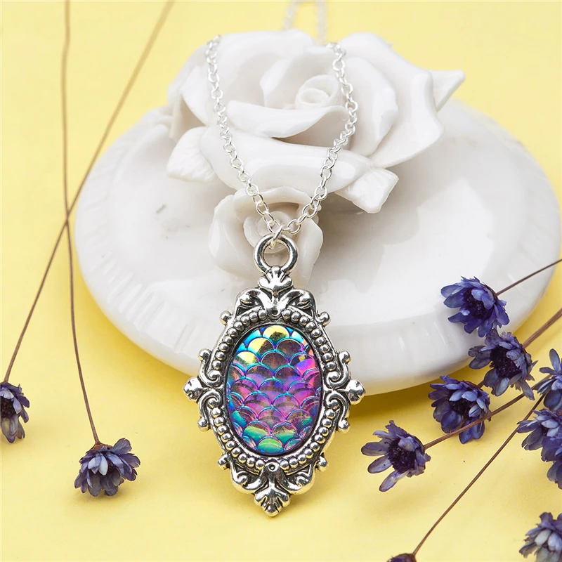 Ожерелье Doreenbeads в виде овальной рыбы русалки/ожерелье чешуи дракона серебристого