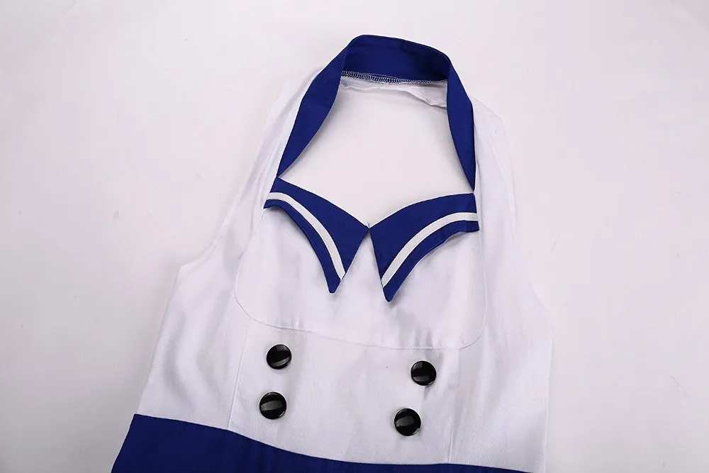 Для женщин Холтер Sailor Винтаж платье в полоску и пуговицы Pin up 1950 50 s ретро свободное платье с открытой спиной без рукавов Лето платья для вечеринок